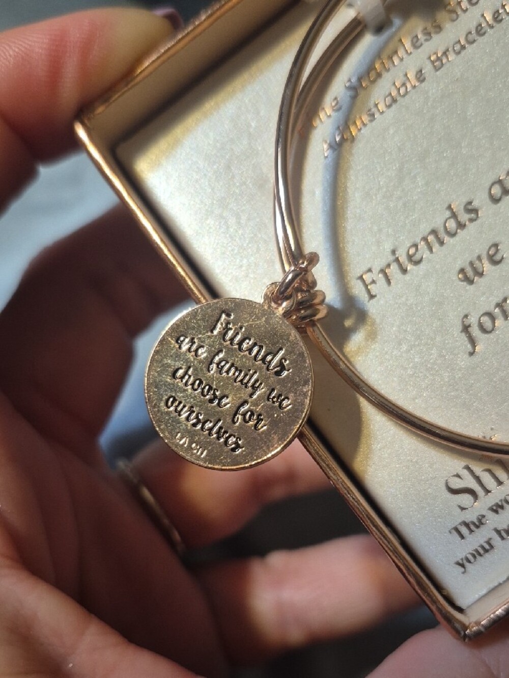 Shine Friends Forever Rose Gold Bangle Bracelet New - Picture 5 of 7